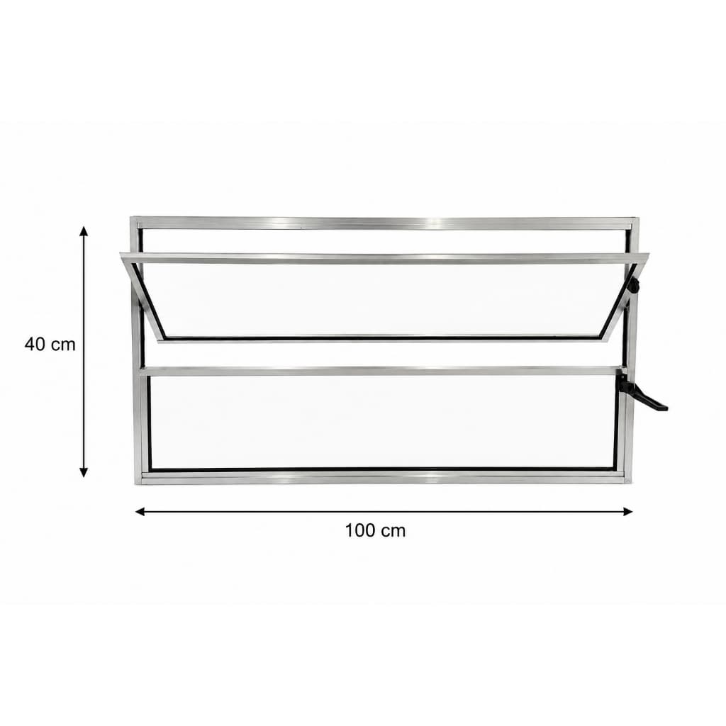 Vitro Basculante Janela 40x100 Alumínio Vidro Liso