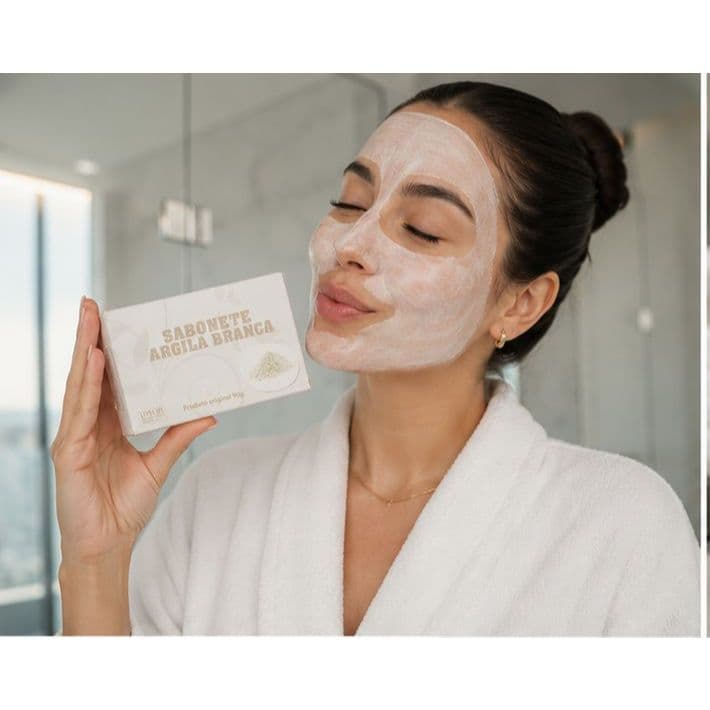 Sabonete em Barra Argila Branca Limpeza Facial Clareia a Pele Skin Care
