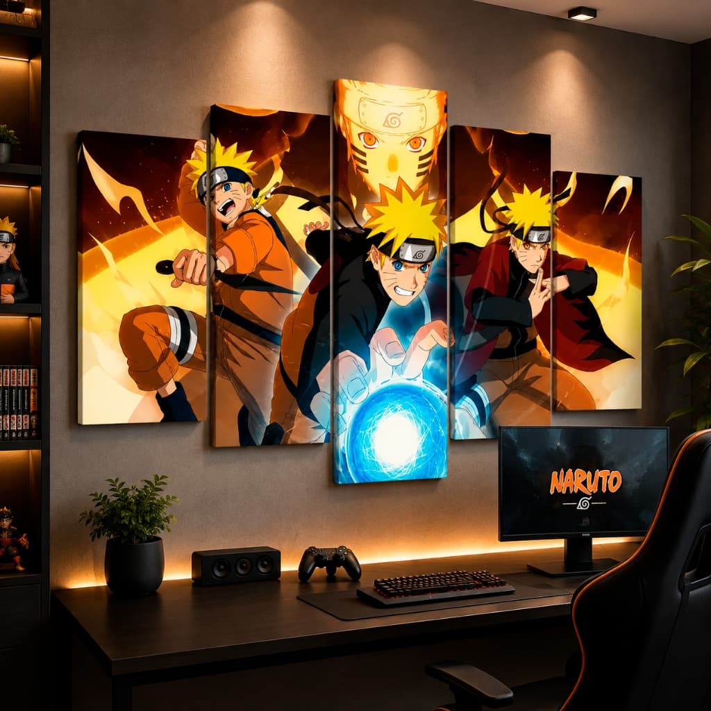 Quadros grandes decorar com gosto Naruto Sala Quarto