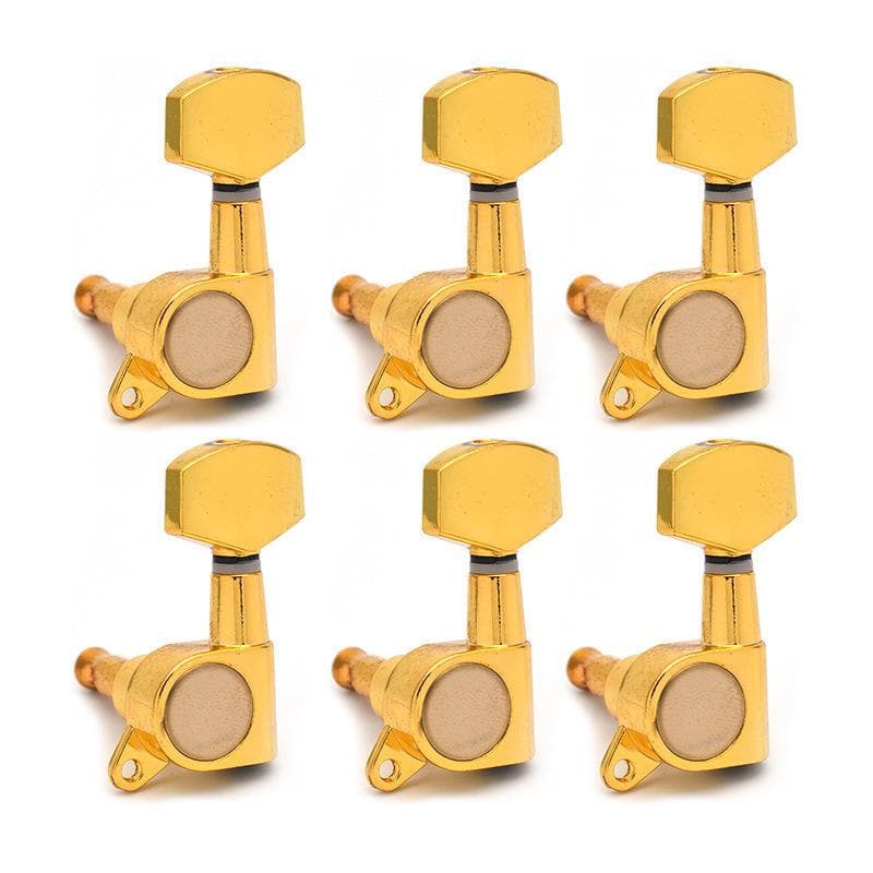 Kit Tarraxa Dourada 6 Esquerdo Para Guitarra Violão Blindada em Linha 6L Conjunto