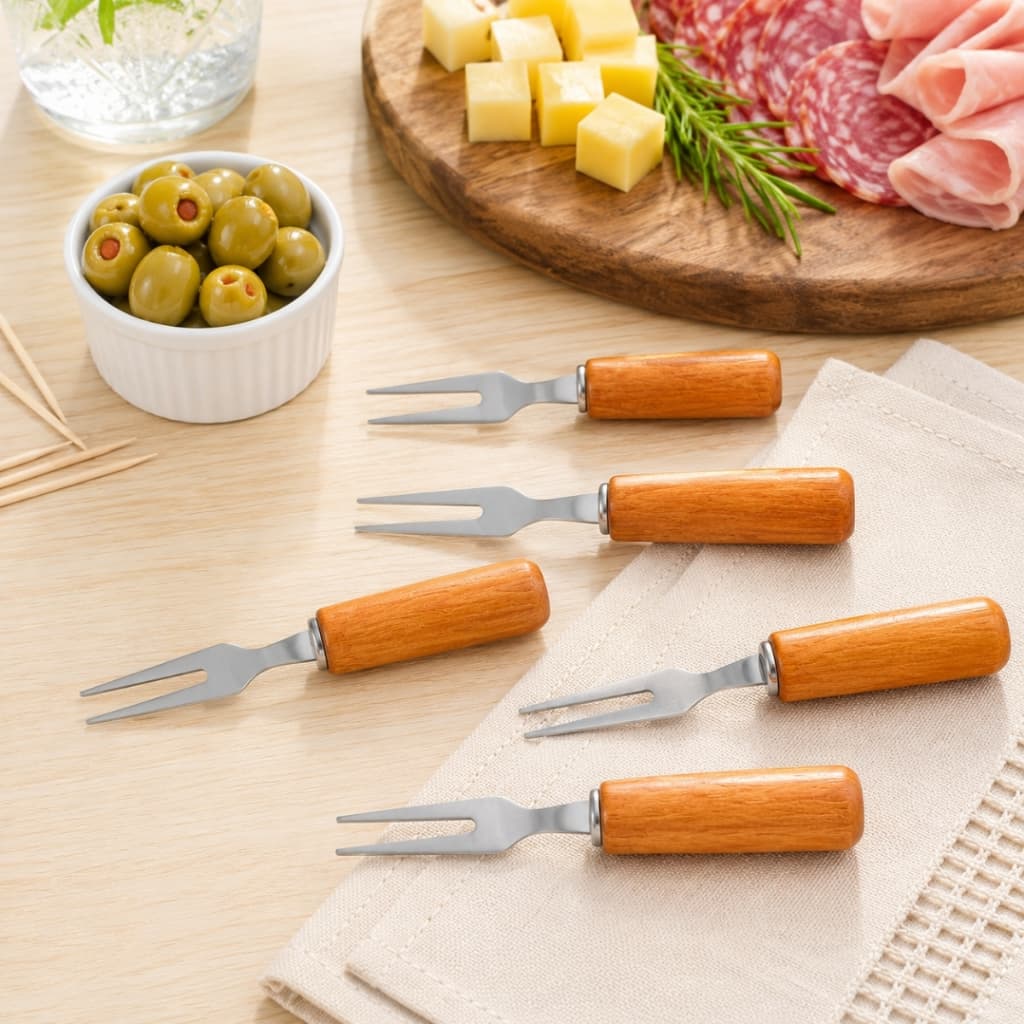 Kit 4/8/12/16 Garfos de Petiscos para Frios Frutas Queijos Churrasco Mesa Posta