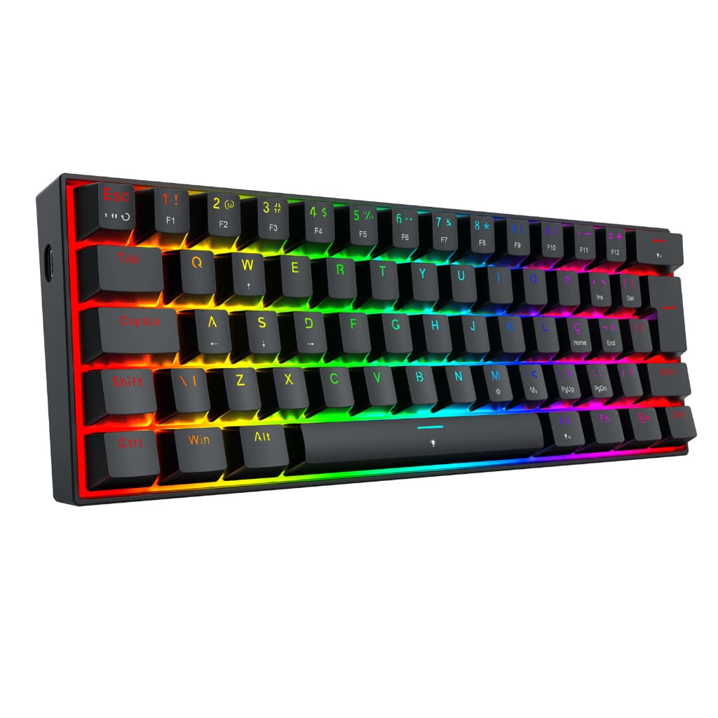 Teclado Magnético Gamer Redragon Fizz RGB Preto 60% ABNT Polling Rate 8K Rapid Trigger Switch Linear