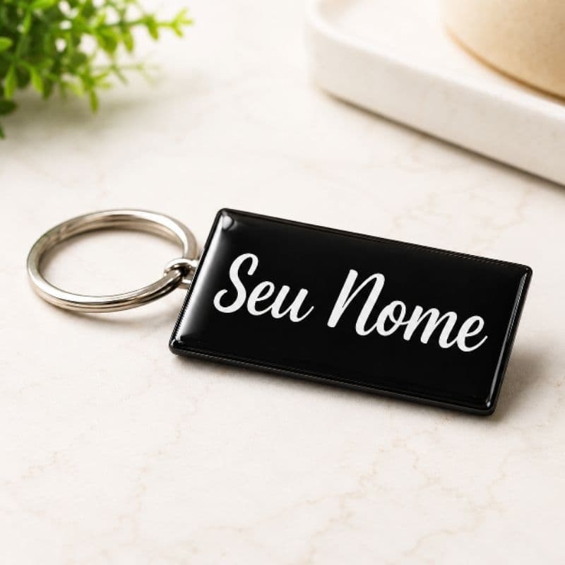Chaveiro placa personalizado com nome resinado