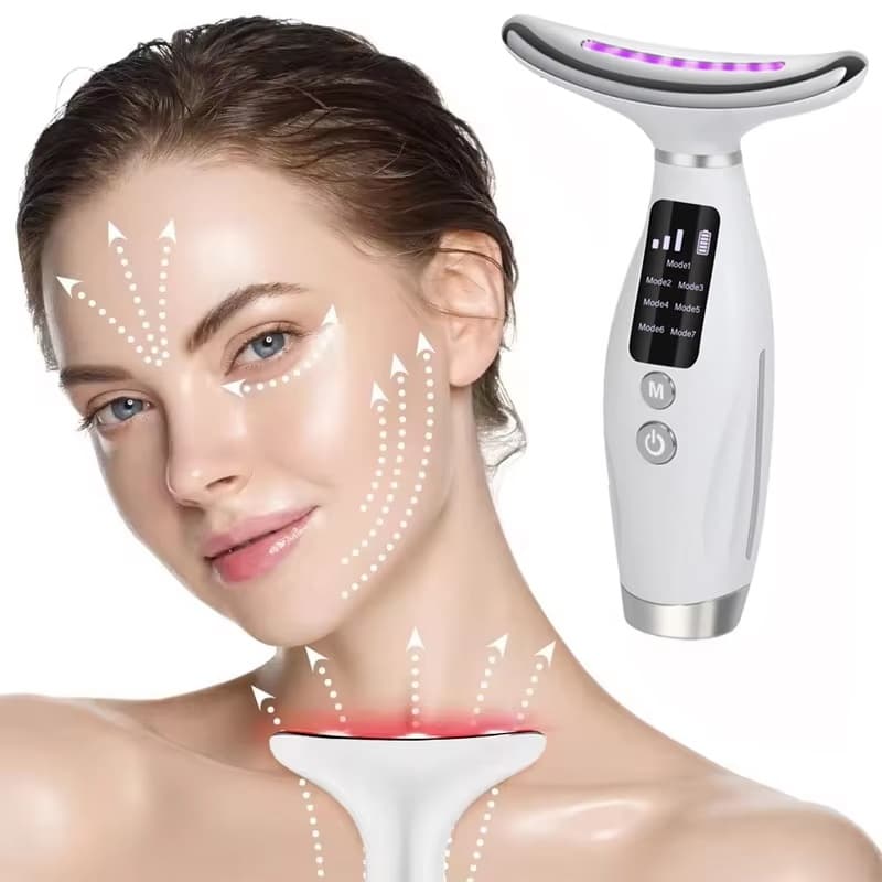 Massageador De Pele Firmeza Pescoço Led de 7 Modos Massageador Portátil Beleza para Rosto e Pescoço Voltik