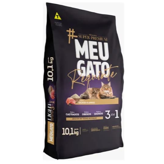 Ração Meu Gato Requinte Gatos Adultos Castrado Salmão e Arroz 10,1kg