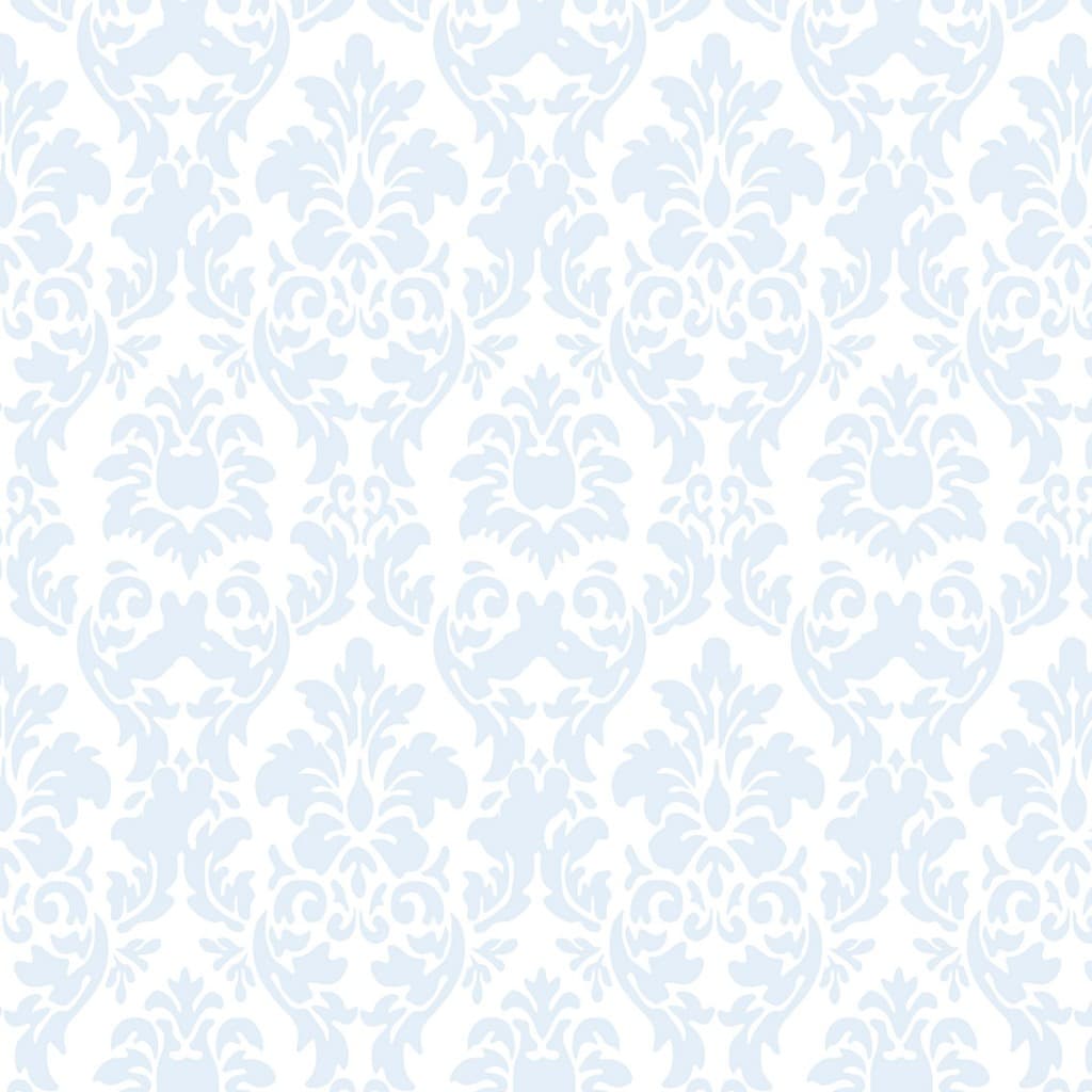 Papel de Parede Adesivo Arabescos Azul Claro e Branco Quarto Sala Cozinha Banheiro Box Azulejos Lavável SSAR-031