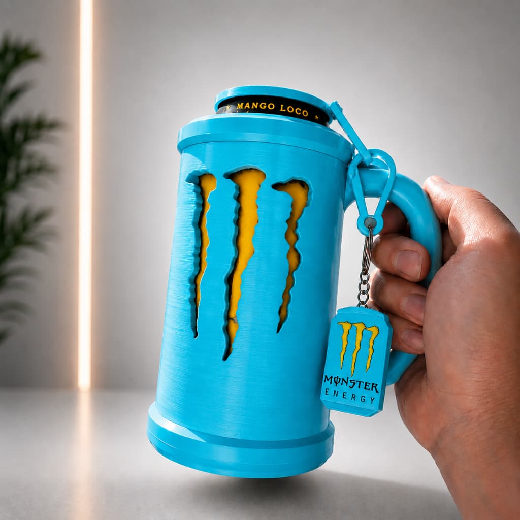 Kit Porta Lata Monster Energy 473ml com Alça + Tampa + Chaveiro Abridor | Suporte Térmico Premium