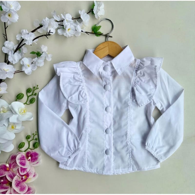Camisa Social Infantil Menina Fru fru botões Forrados manga longa blogueirinha