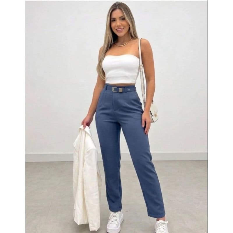 Calça Feminina Social Cintura Alta  Casual Alfaiataria Feminina