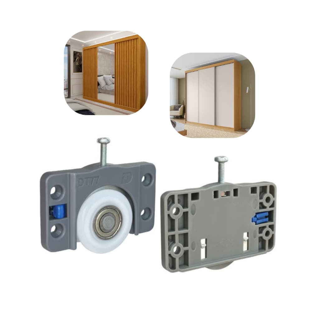 Kit Porta Guarda Roupa Guia Plastico Normal Porta de Correr