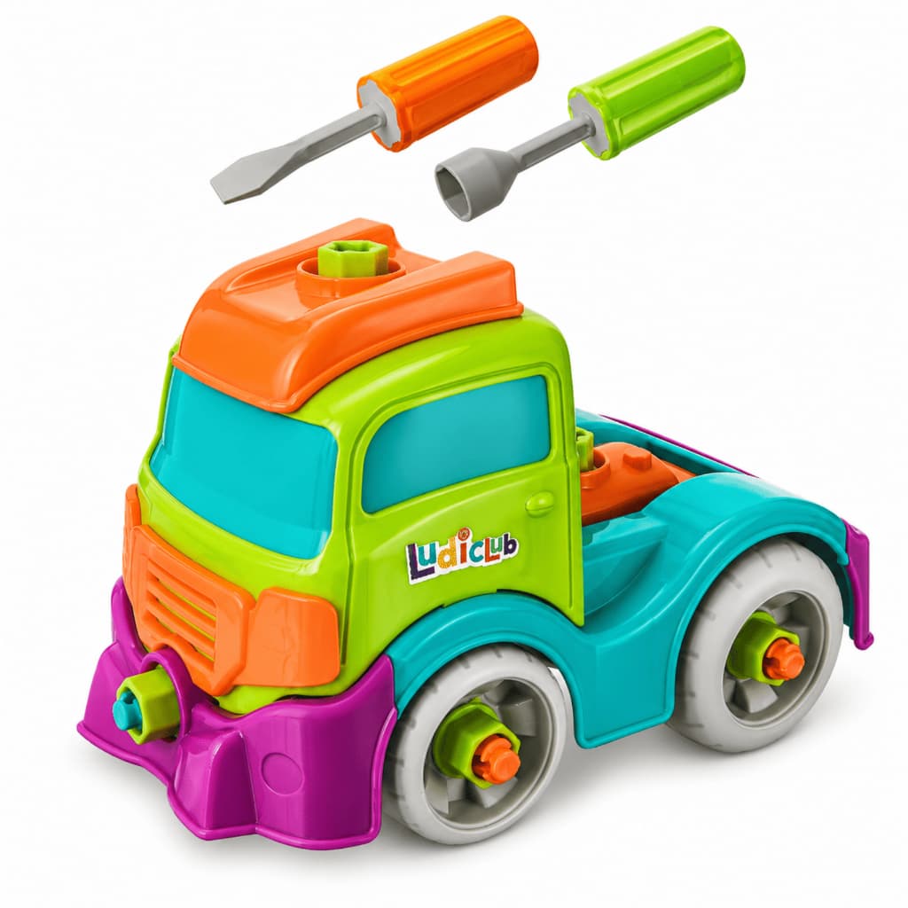 Caminhão Monta e Desmonta Usual Ludi Club Ref 534 Educativo com 2 Chaves e Coordenação Motora