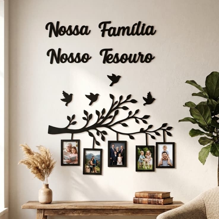 Quadro Porta Retrato Arvore da Familia em MDF Decoração Moldura de Fotos 10x15