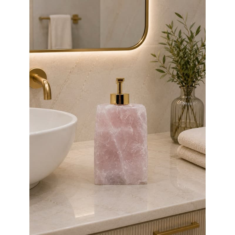 Saboneteira de Pedra Natural Quartzo Rosa