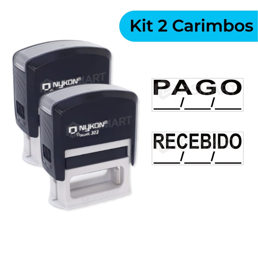 Kit 2 Carimbos Administrativos PAGO RECEBIDO Escritório Empresa Econômico