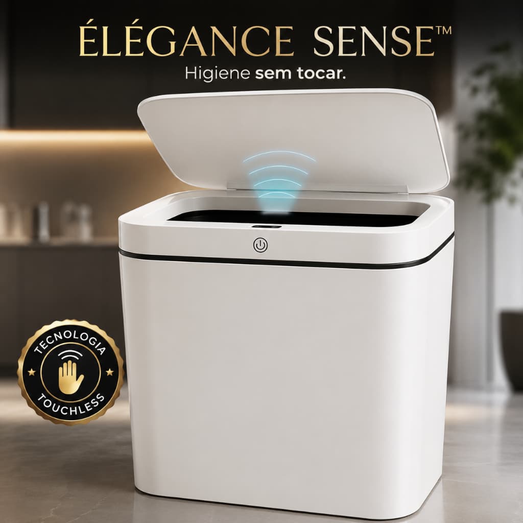 Lixeira Automática Inteligente 14L com Sensor Infravermelho Sem Toque Branca Touchless
