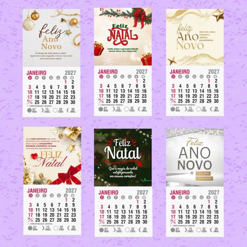 Kit de Mini Calendário Imã de Geladeira Personalizados 2027 Natal Ano Novo - Mimos e Brindes - Kits Maiores