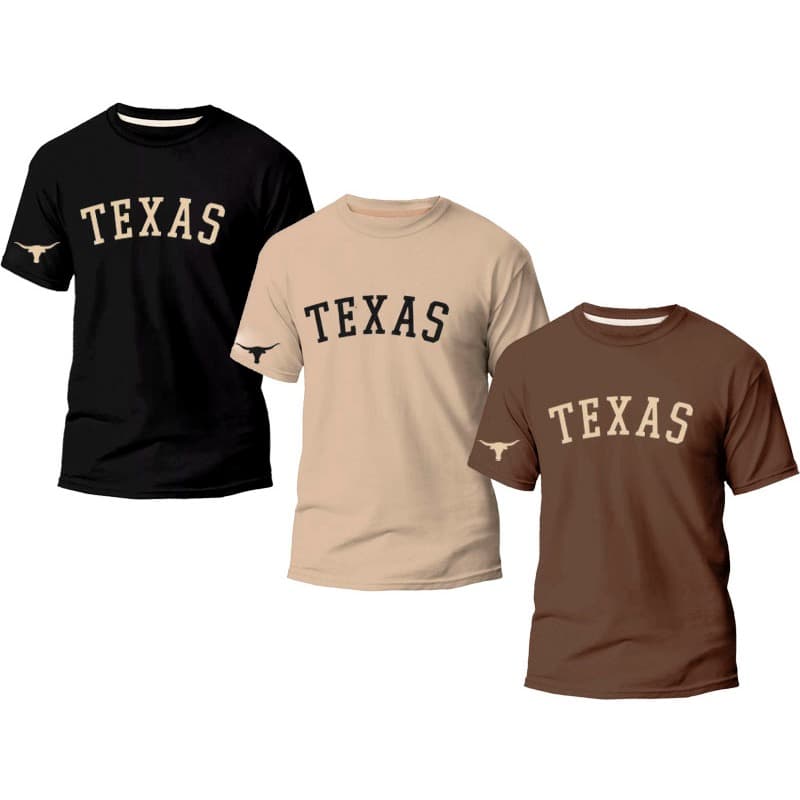 Kit 3 Camisetas Masculina Estilo Texas Camisa 100% Algodão T-Shirt Country Texana