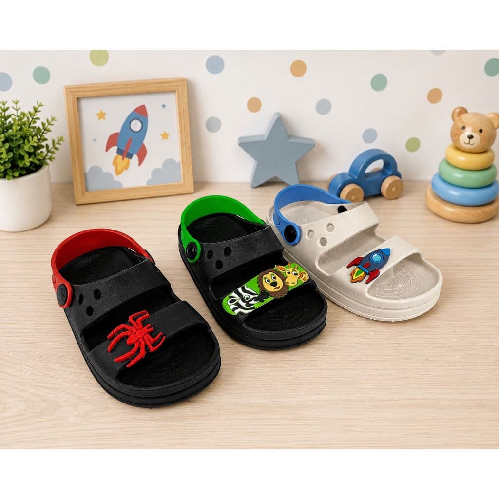Sandalia Infantil Menino Papete Nuvem Confortavel Leve Com Ajustavel Casual Macio Escola Creche