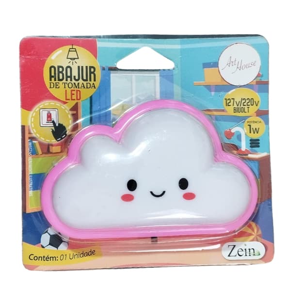 Mini Abajur De Tomada Bivolt Luz Led Suave Formato de Nuvem Fofa