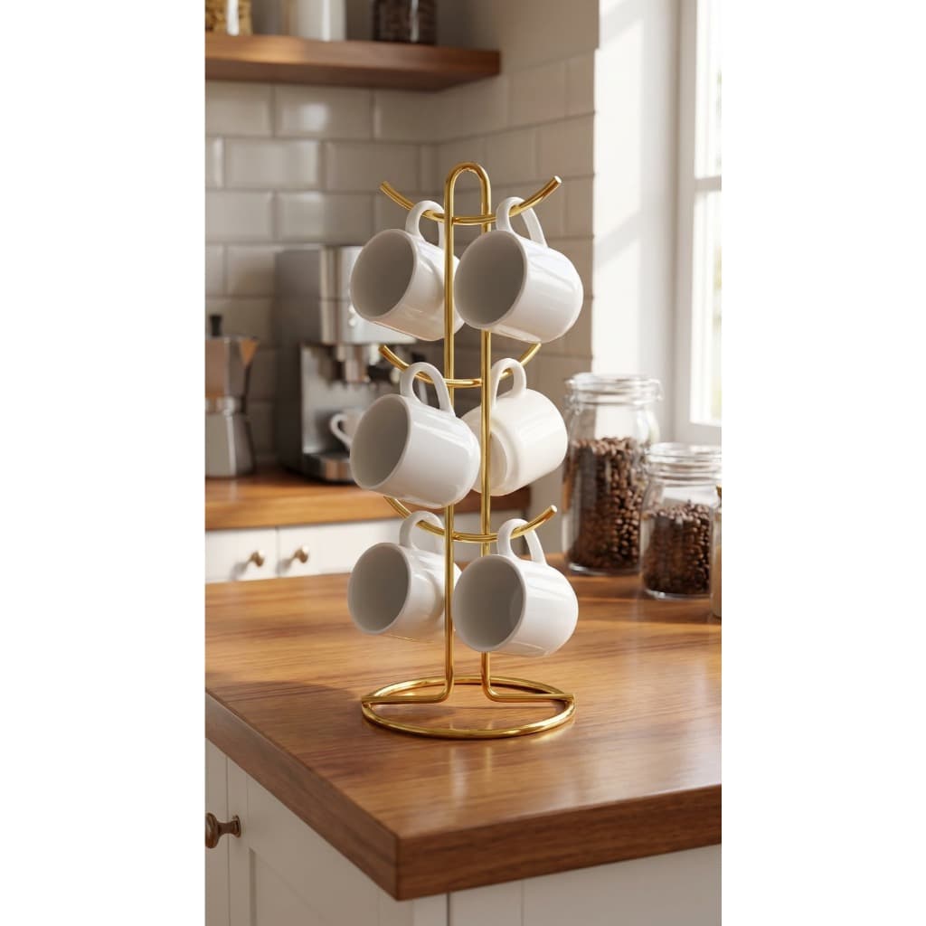 Porta Canecas Organizador de Bancada Suporte para Xícaras Cantinho do Café Decoração Moderna Cozinha Gourmet
