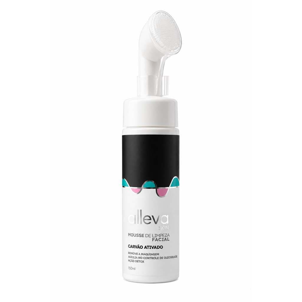 Sabonete Facial Mousse Demaquilante Skin Care Alleva Carvão