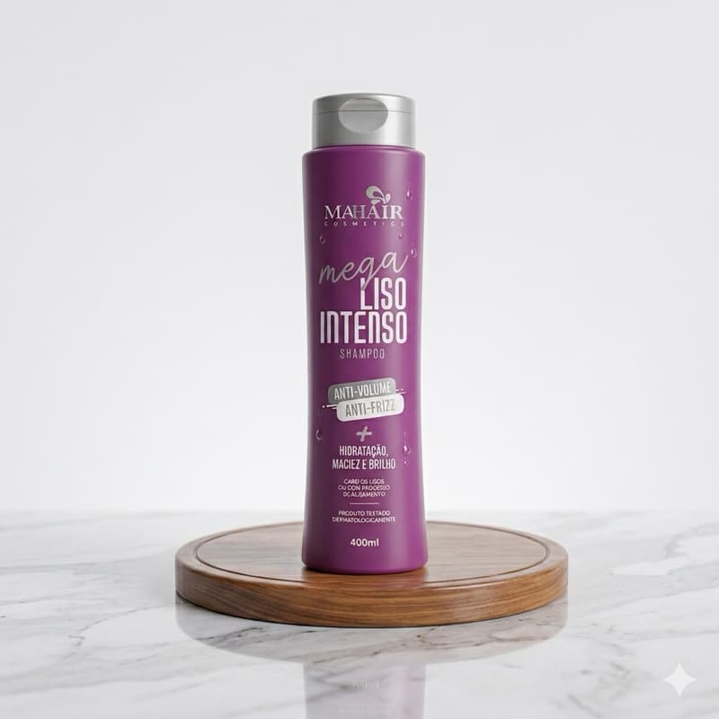 Shampoo Mega Liso Intenso 400ml Alinhamento Capilar Antifrizz Hidratação Profunda Brilho e Maciez