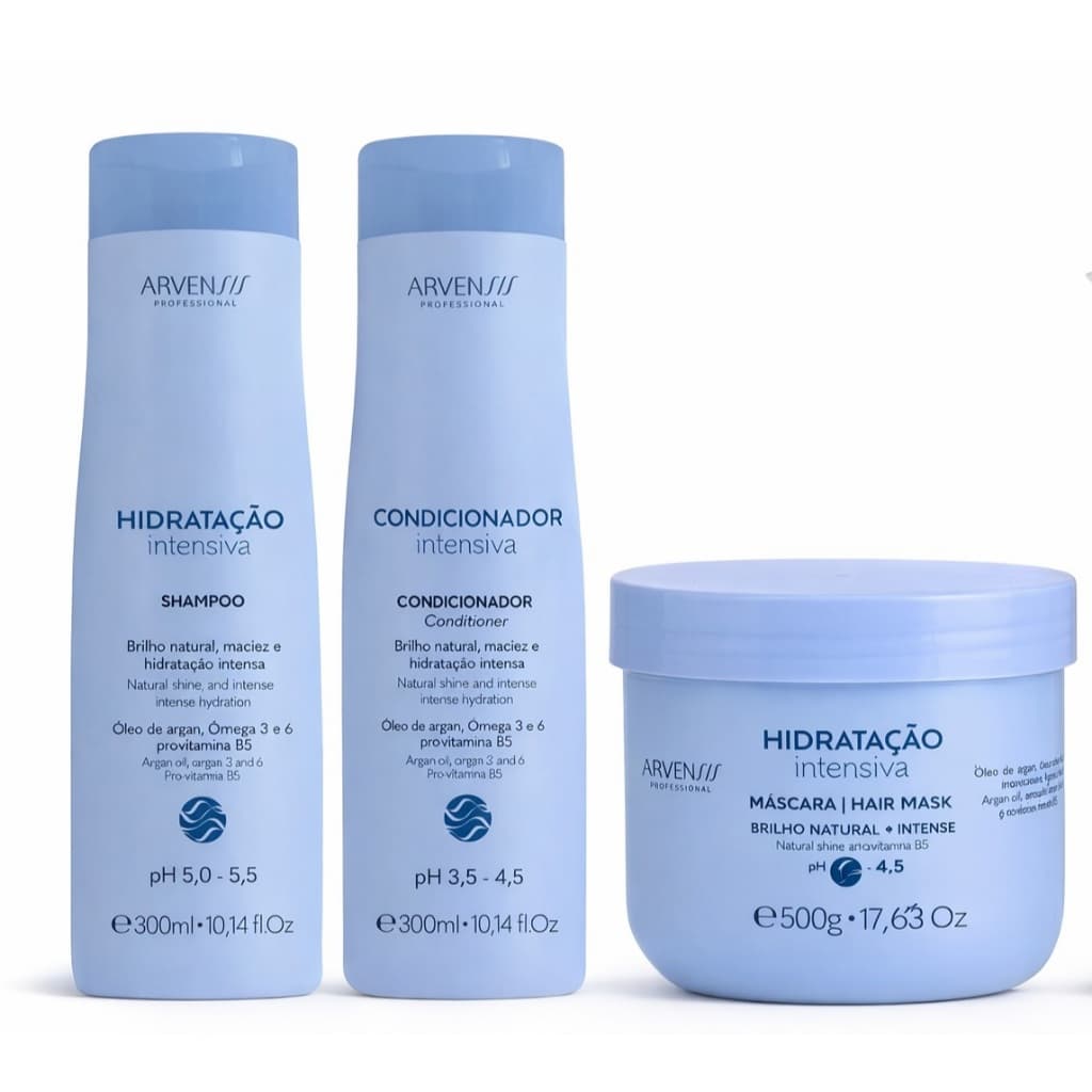 Kit Arvensis Hidratação Shampoo Condicionador Mascara 500g