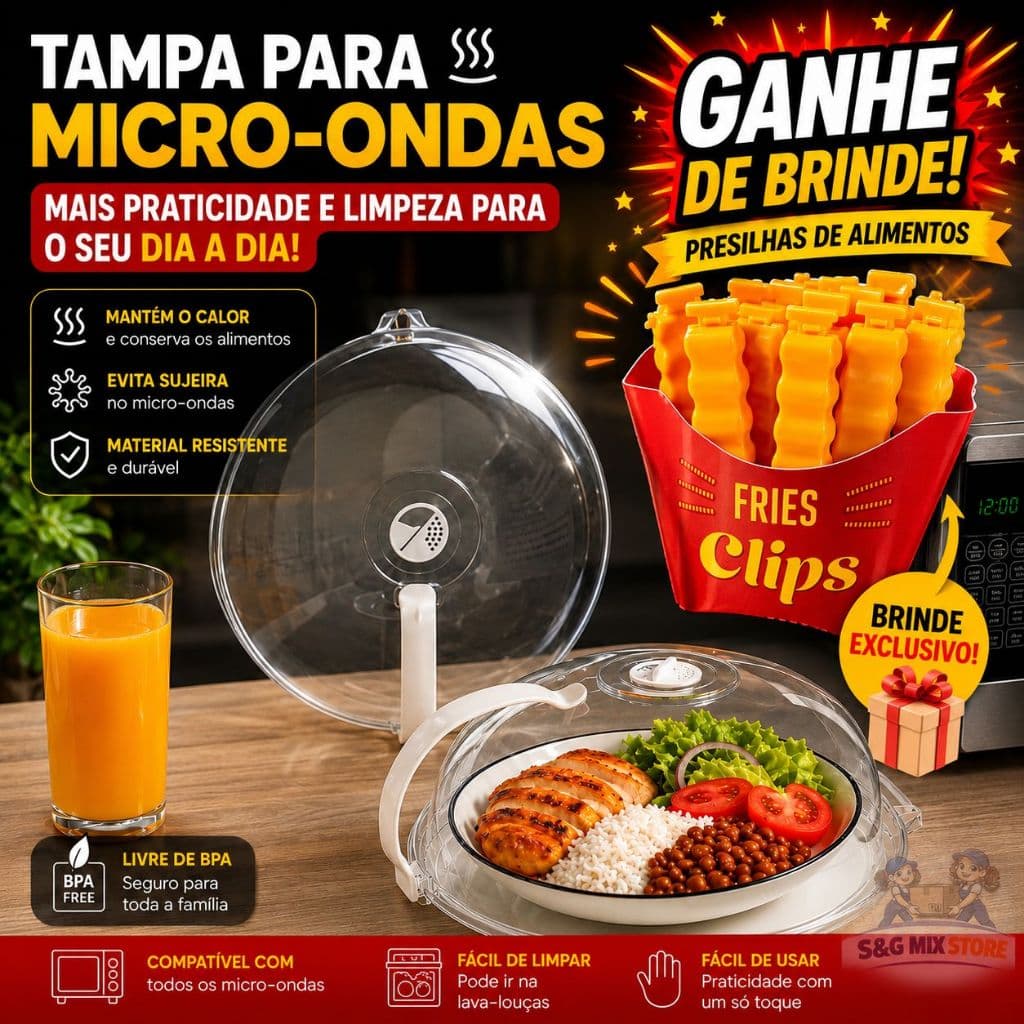 Tampa De Microondas Com Válvula Alça de Plástico Para Alimentos evita sujeira alça brinde exclusivo