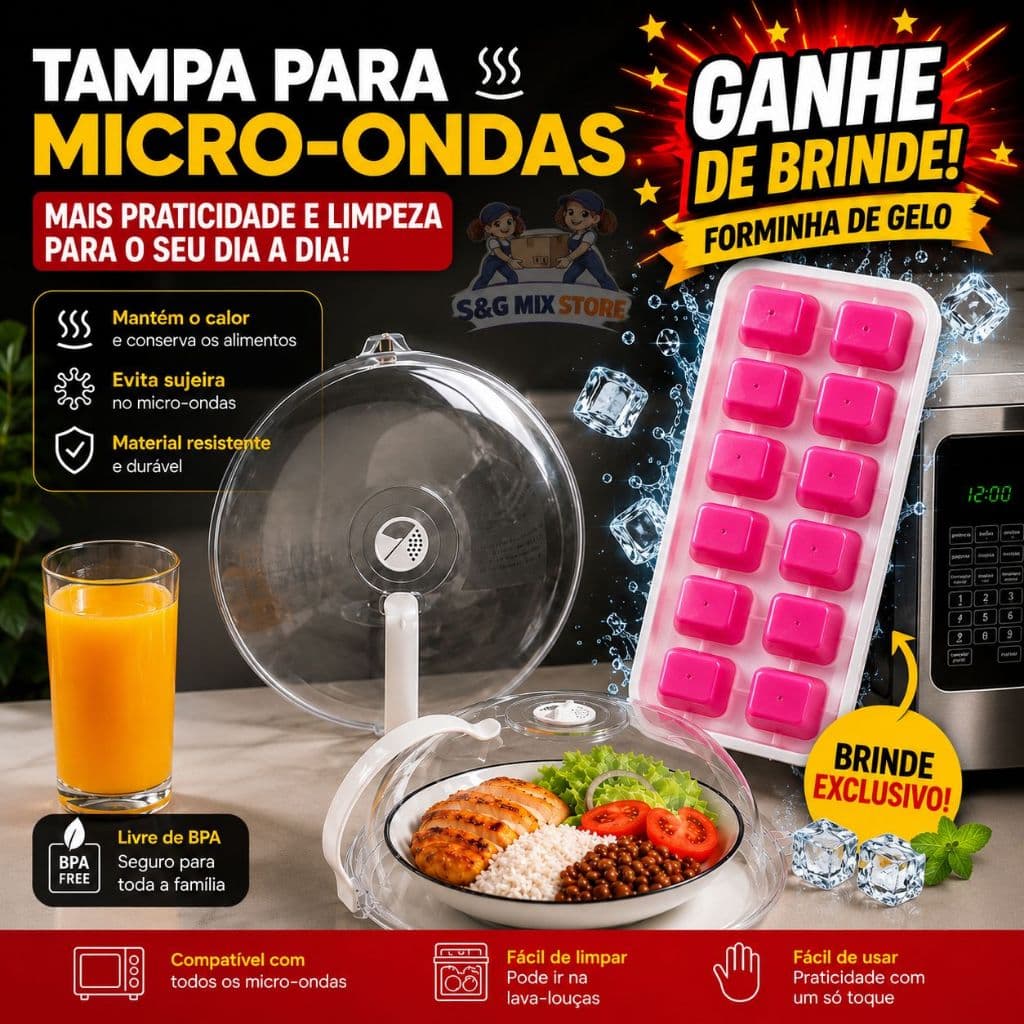 Tampa De Microondas Com Válvula Alça de Plástico Para Alimentos evita sujeira alça brinde exclusivo.