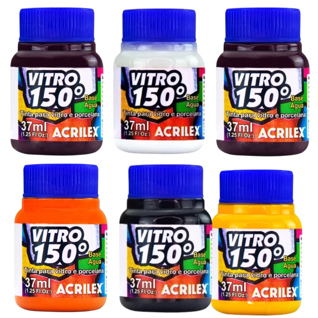 Kit 6 Tinta Vitro 150 37ml Acrilex