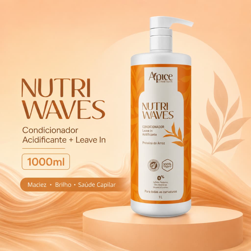 Nutri Waves Condicionador Acidificante e Leave-In Apse 1000ml Maciez Brilho Saúde Capilar