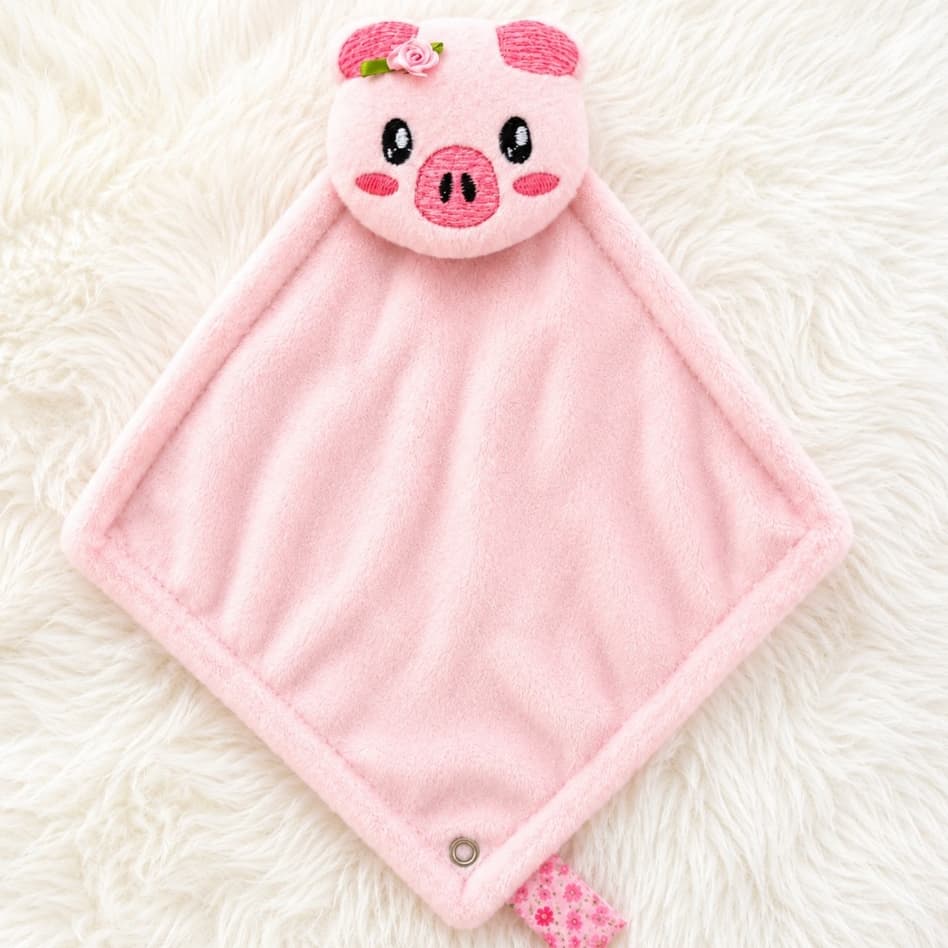 Naninha Prendedor  PORQUINHA ROSA Bebê Premium Hipoalergênica - Bichinhos Pelúcia Paninho de Dormir