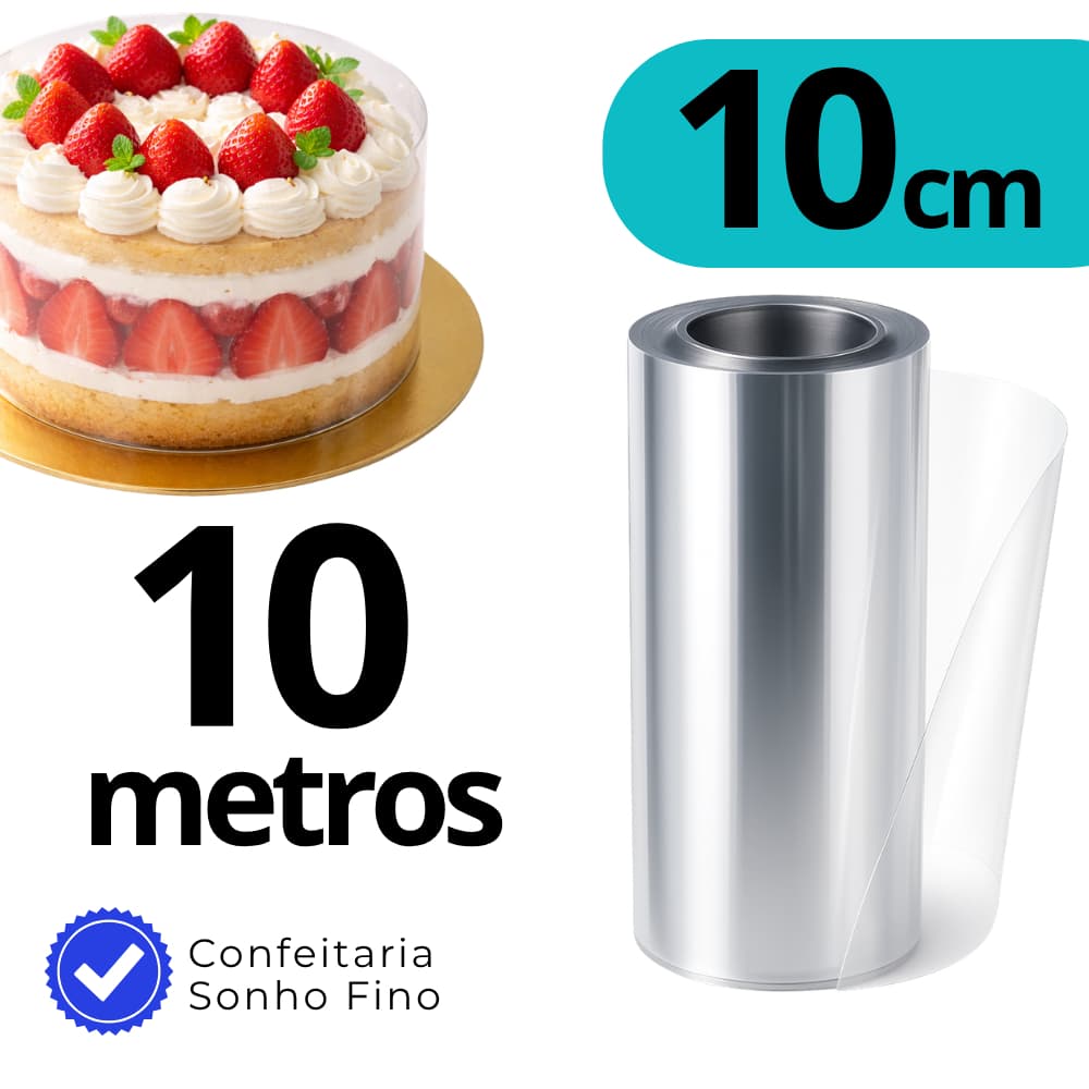 Rolo Acetato 10CM X 10M Para Bolo Confeitaria