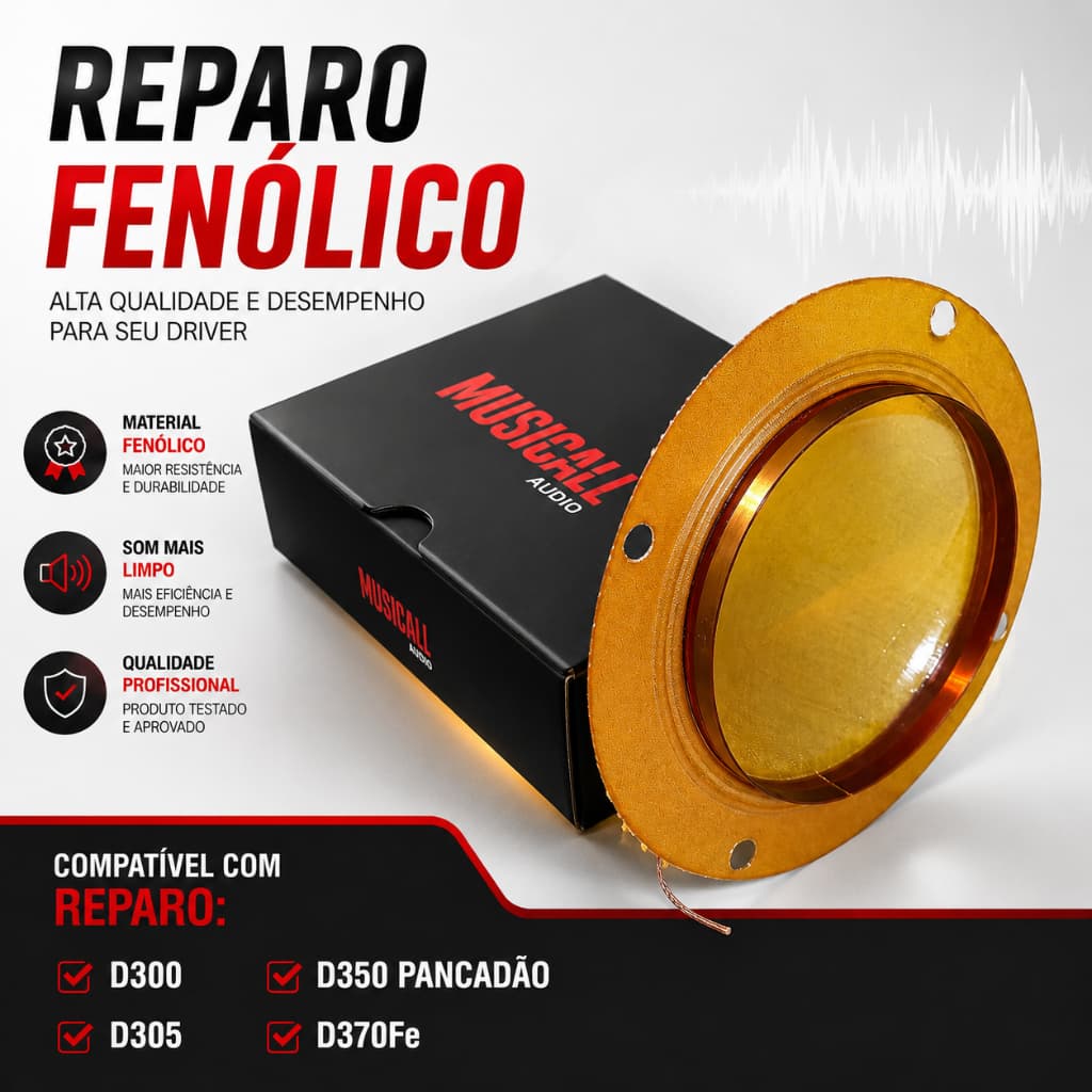 Reparo Drive Corneta Parcial D300 D305 Musicall Reposição Para Som Automotivo Som Residencial e Som Profissional