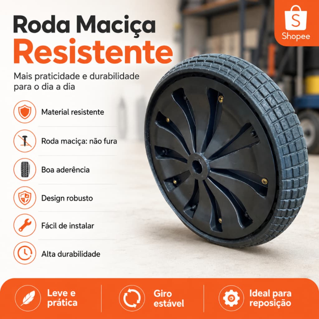 Pneu Maciço Carrinho de Mão não Fura 1 Polegada