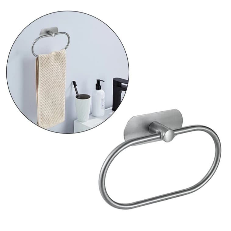 Porta Toalha Aço Inox Adesivo Giratório 180° Sem Furos Suporte Para Banheiro Cozinha