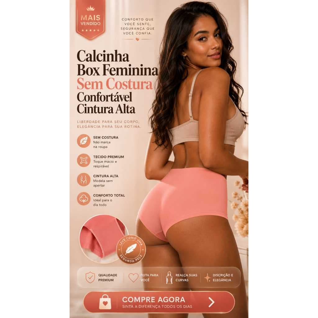 Calcinha Boxer Feminina Sem Costura Microfibra Confortável