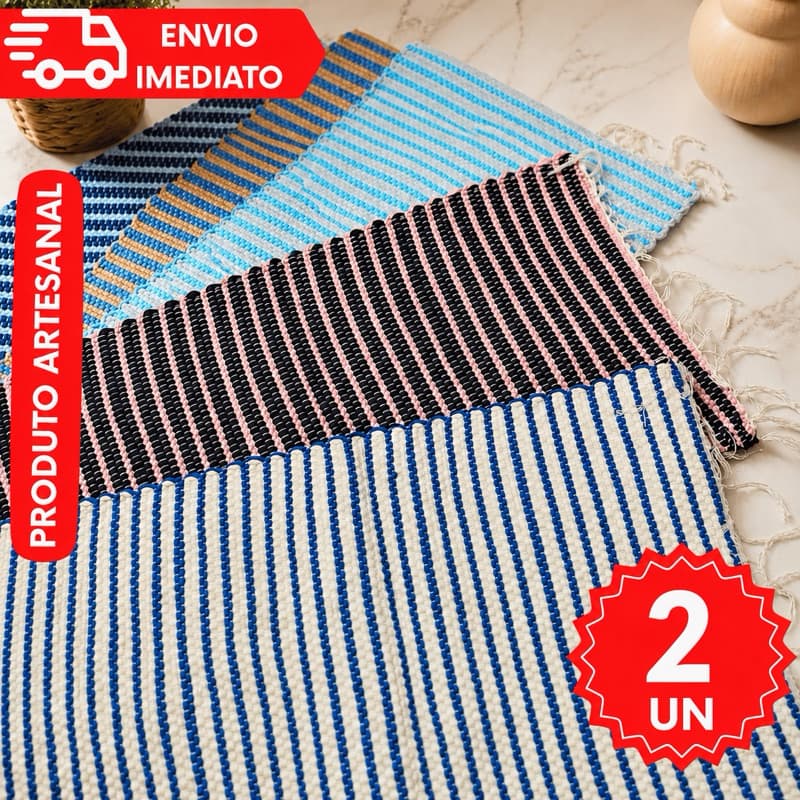 Kit Tapete Grande Reforçado Grosso de Porta Cozinha Tear  Artesanal Alto Padrão