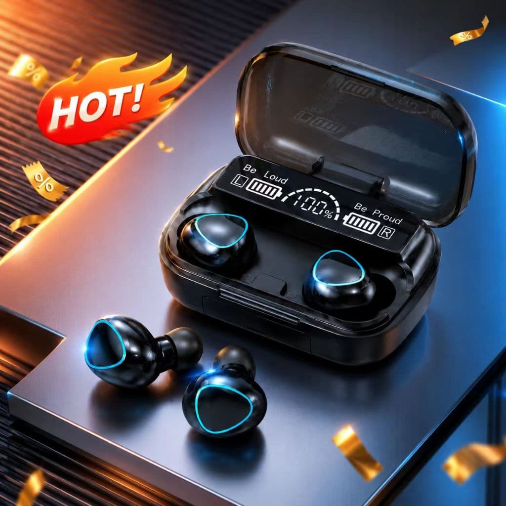 Fone de Ouvido Sem Fio M10 TWS, Fone Bluetooth Estéreo com Estojo de Carregamento, Bluetooth 5.0