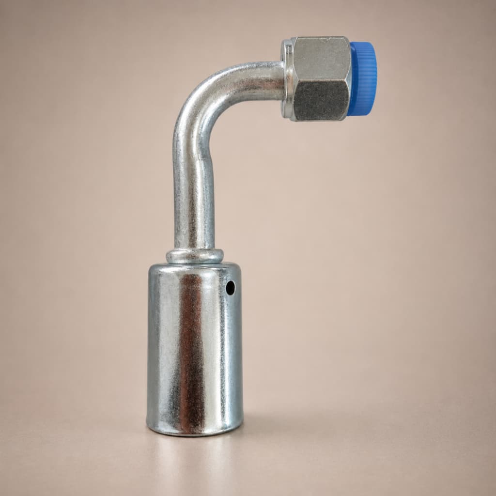 Conexao 90º Femea 6mm Para Mangueira Ar Condicionado Automotivo Aluminio Oring Royce RC450011