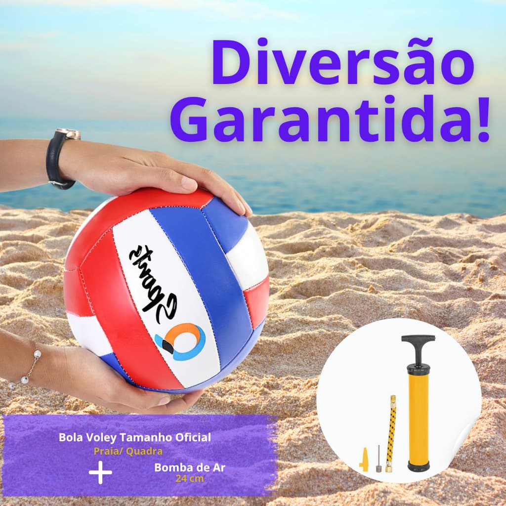 Bola de Vôlei Oficial para Praia e Quadra com Bomba de Ar