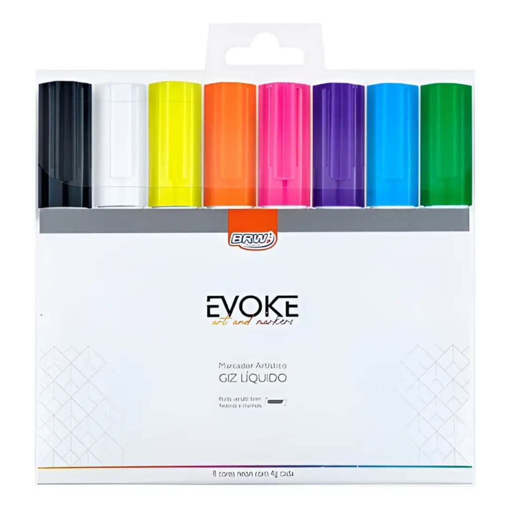 Giz Liquido Neon 8 Cores Brw Vidro Lousa Plástico 6mm Caneta