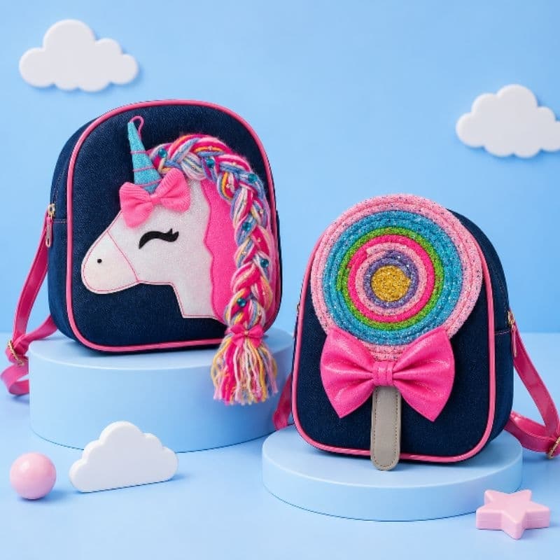 Mochila Jeans passeio infantil/mochila P unicórnio jeans/mochila jeans meninas