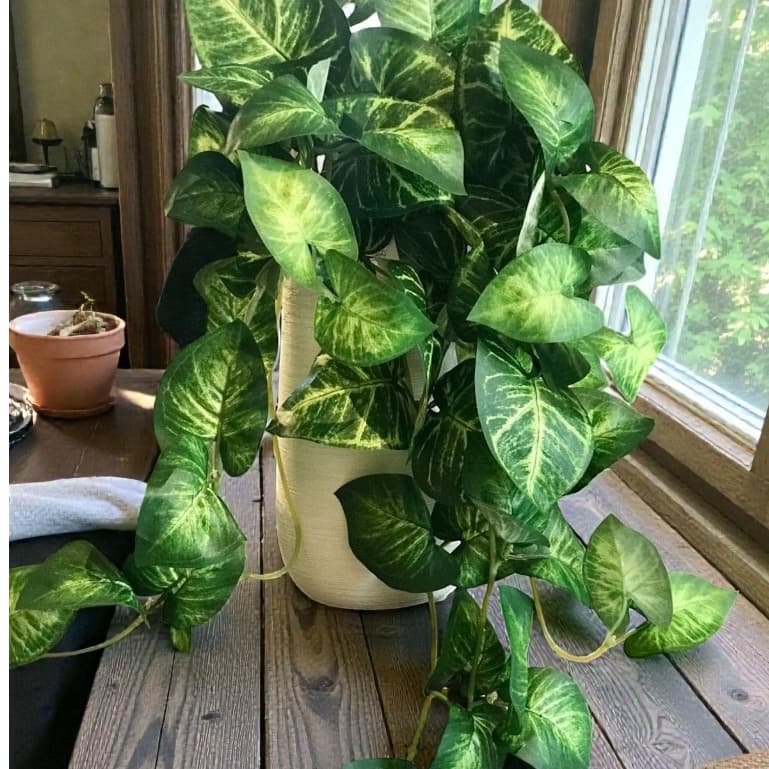Pendente JIBOIA planta para decoração moderna 50cm, Folhagem Verde, Pendente Artificial,  Parede