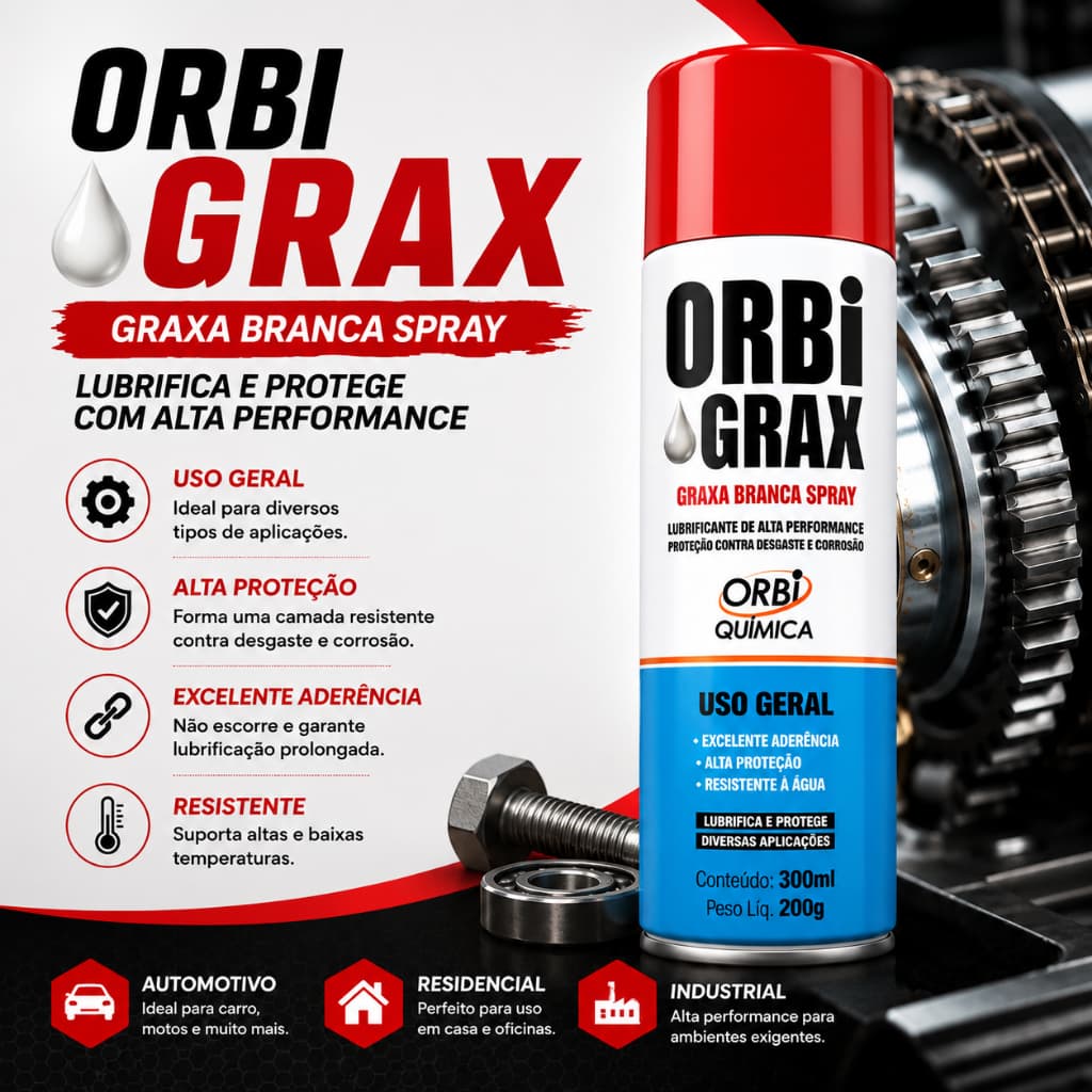 Graxa Branca Automotiva Orbi Spray 300ml Uso Geral Versátil