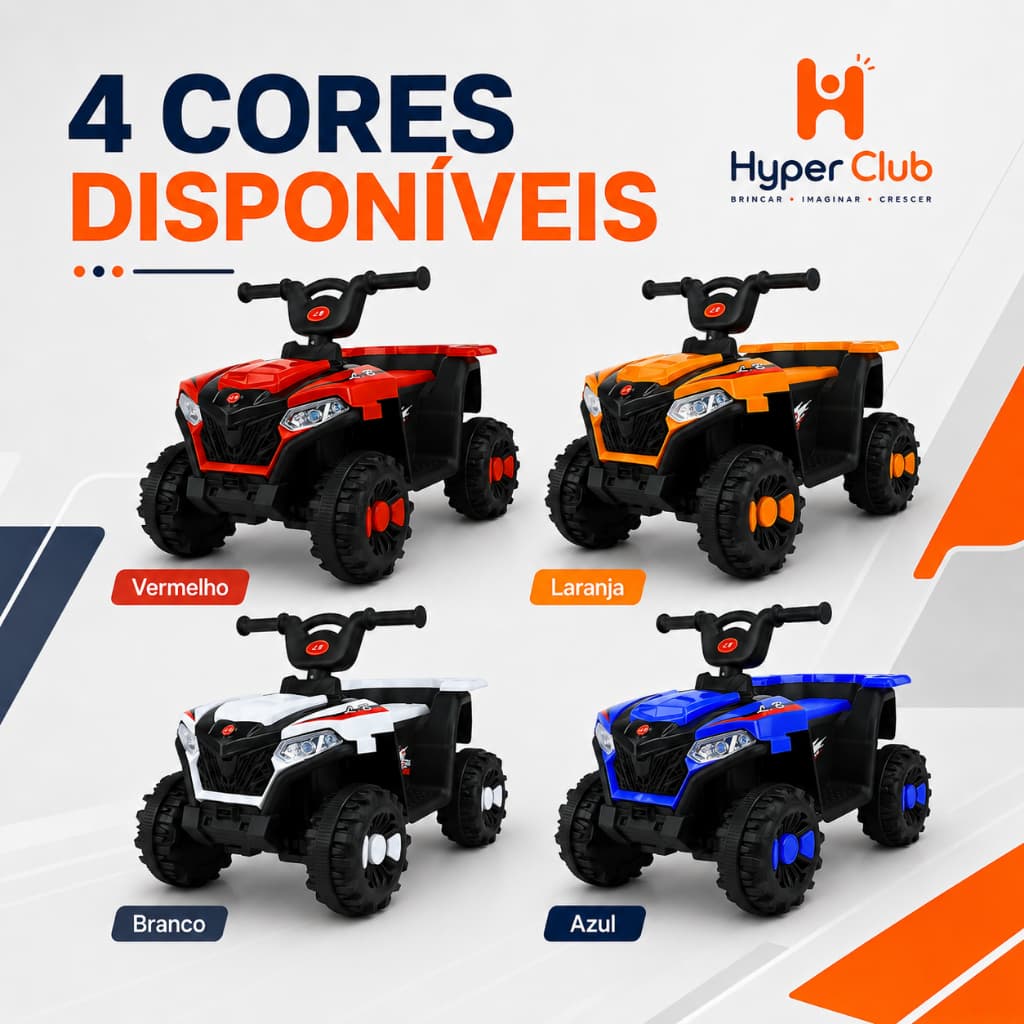 Quadriciclo Elétrico Infantil ATV 6V com Farol LED, Som de Motor e Música Bateria Recarregável