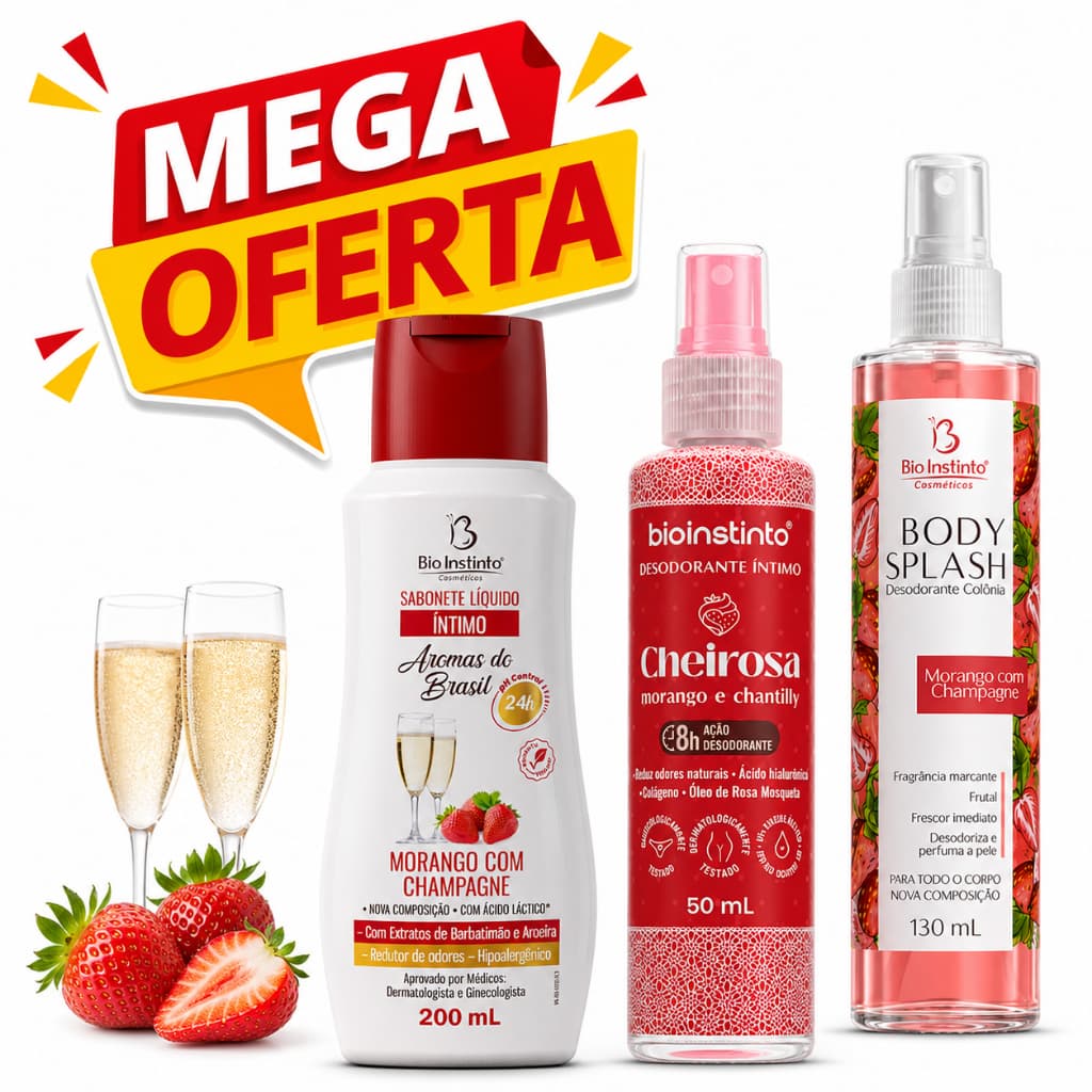 🍓KIT COMPLETO MORANGO –  Doçura, frescor e sensualidade.