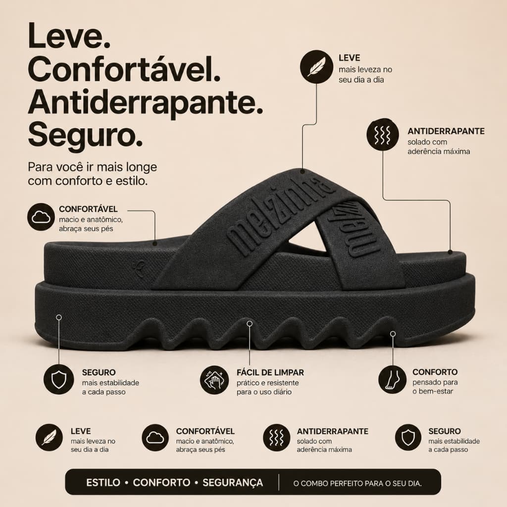 Chinelo Feminino Plataforma Melzinha Leve Confortável Antiderrapante