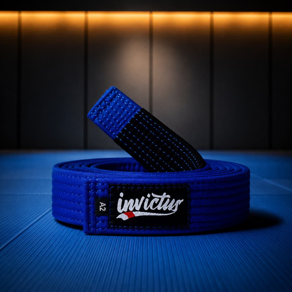 Faixa de Jiu Jitsu Azul com Ponteira Preta Adulto ou Infantil Envio Imediato