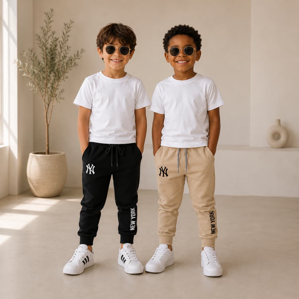 Kit 2 Calça Moletom Infantil NY Inverno Conforto Quentinho Moda Para Criança